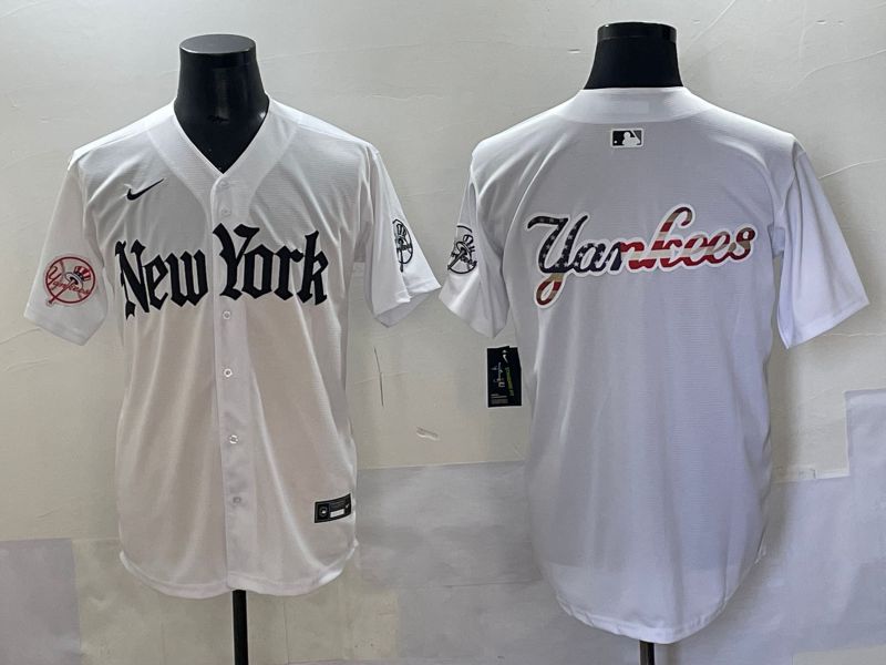 Men 2025 New York Yankees Blank White Five generations Joint Name Nike MLB Jersey style 115